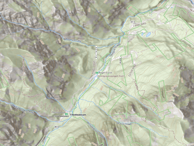 USGS topographic map of Angel Creek