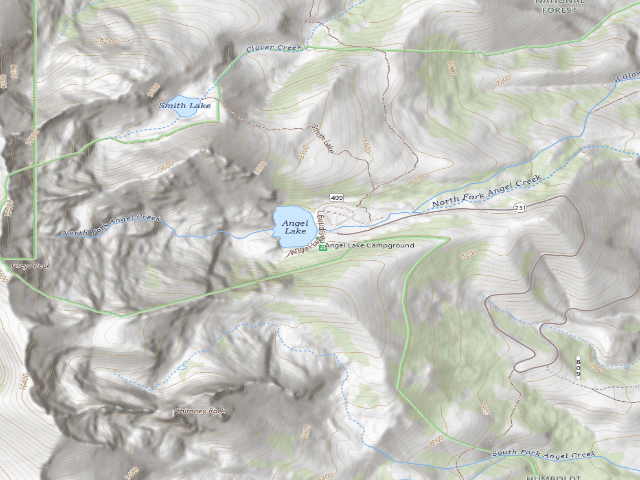 USGS topographic map of Angel Lake Campground