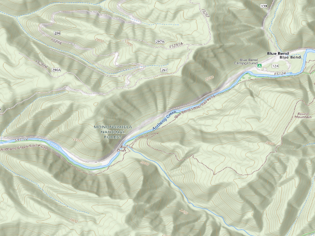 USGS topographic map of Anthony Creek Campsites