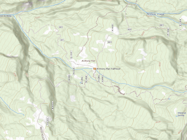 USGS topographic map of Anthony Flat Trailhead