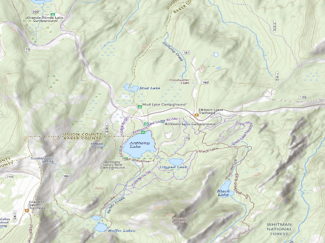 USGS topographic map of Anthony Lake Campground