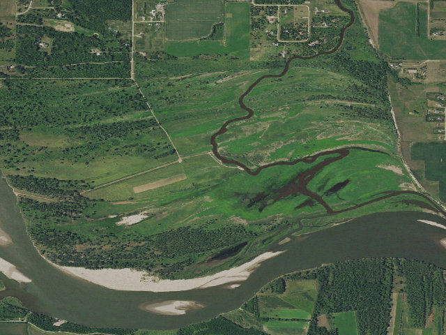 Aerial image of Apple Creek Bottoms WMA (Burleigh County)