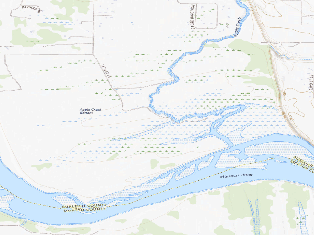USGS topographic map of Apple Creek Bottoms WMA (Burleigh County)