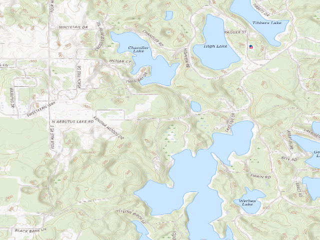 USGS topographic map of Arbutus Lake State Forest Campground