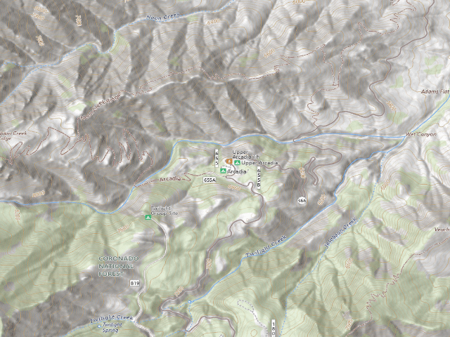 USGS topographic map of Arcadia Campground