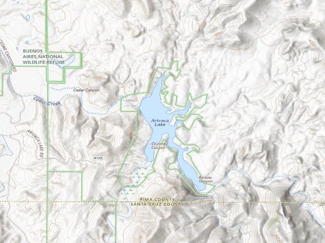 USGS topographic map of Arivaca Lake Dispersed Camping