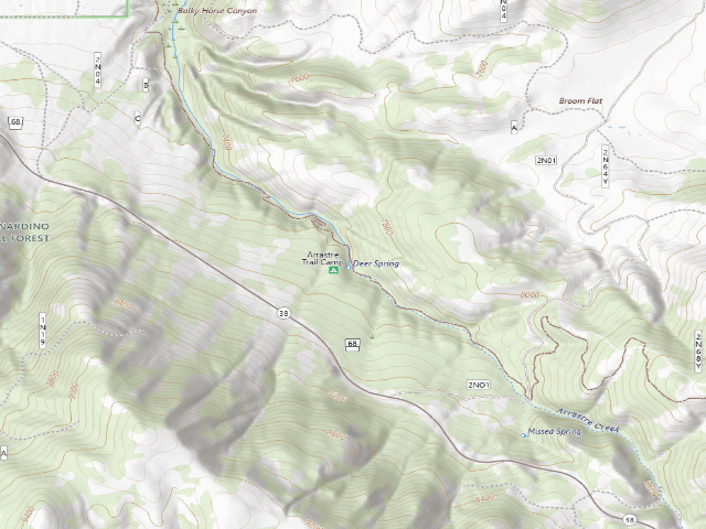 USGS topographic map of Arrastre Trail Camp