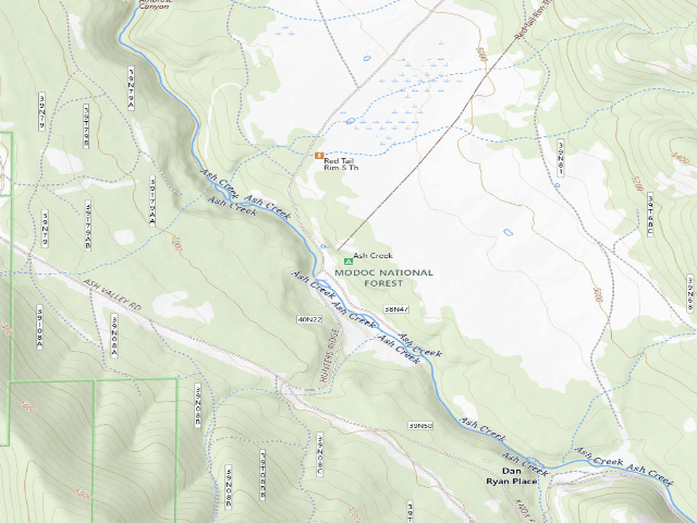 USGS topographic map of Ash Creek
