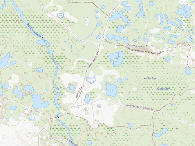 USGS topographic map of Ashley (Green Swamp Wilderness Preserve - West Tract)