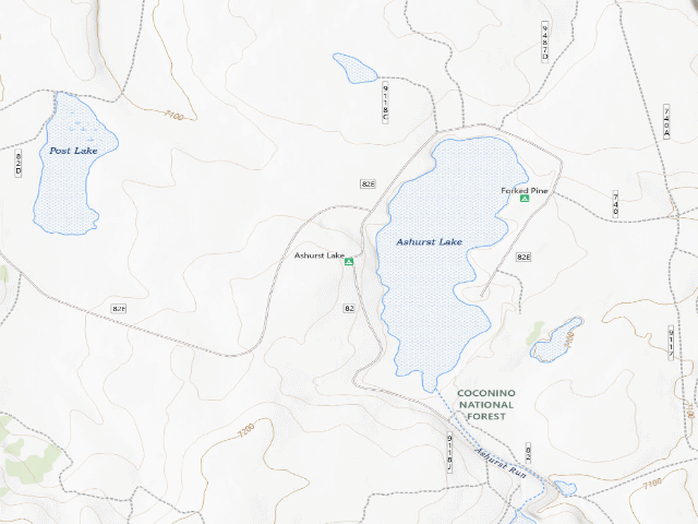 USGS topographic map of Ashurst Lake