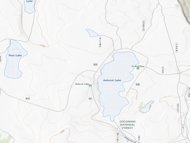 USGS topographic map of Ashurst Lake Campgrounds
