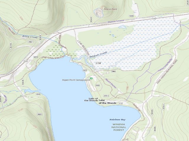 USGS topographic map of Aspen Point Campground