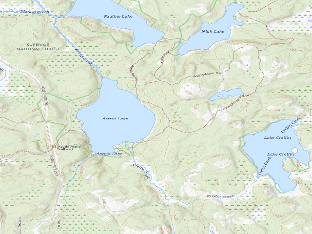 USGS topographic map of Astrid Lake Site 1
