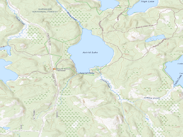 USGS topographic map of Astrid Lake Site 2