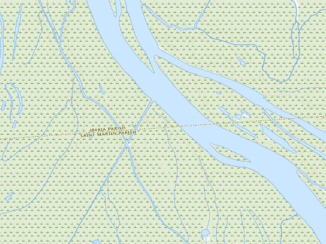 USGS topographic map of Attakapas Island WMA primitive camping area 1