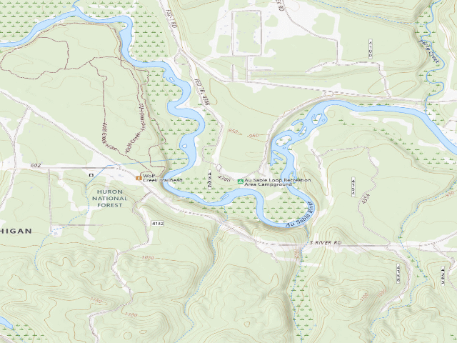 USGS topographic map of Au Sable Loop Campground