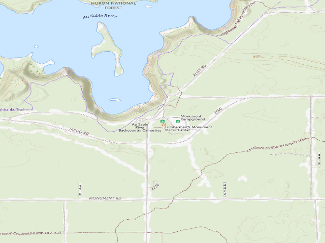 USGS topographic map of Au Sable River Backcountry Campsites