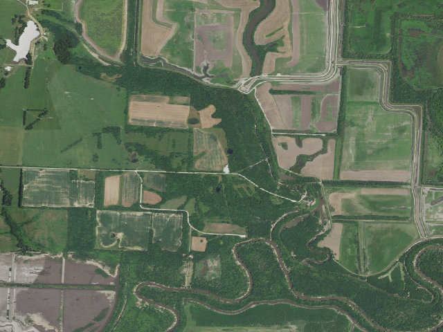 Aerial image of August A. Busch Jr. Memorial Wetlands at Four Rivers Conservation Area