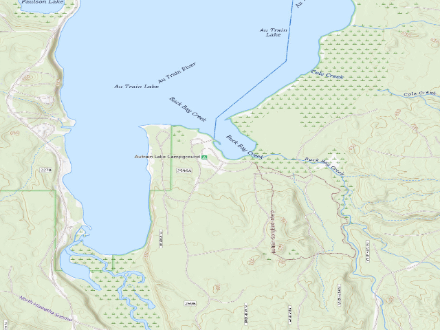 USGS topographic map of Autrain Lake Campground