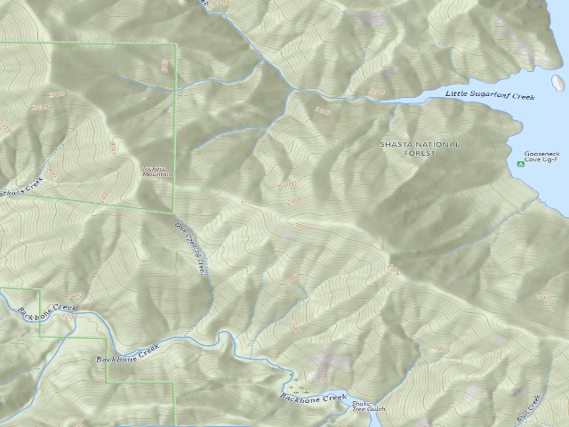 USGS topographic map of Backbone Ridge