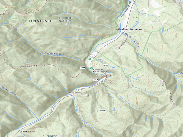 USGS topographic map of Backbone Rock Campground