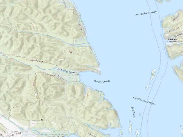 USGS topographic map of Bacon Creek Primitive Horse Camp