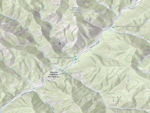USGS topographic map of Bad Bear Campground