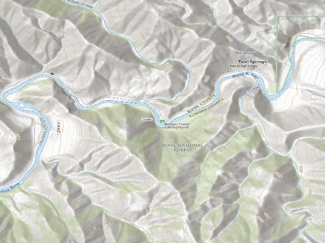 USGS topographic map of Badger Creek Campground