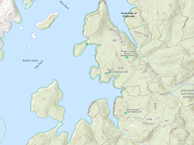 USGS topographic map of Badin Lake Campground