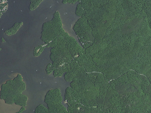 Aerial image of Badin Lake Group Campground