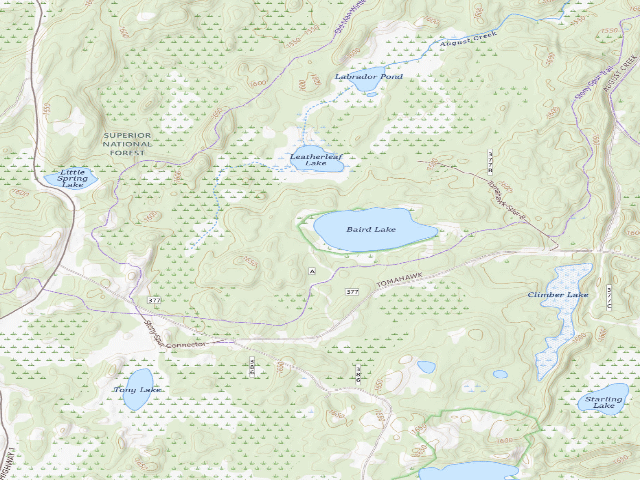 USGS topographic map of Baird Lake Campsite