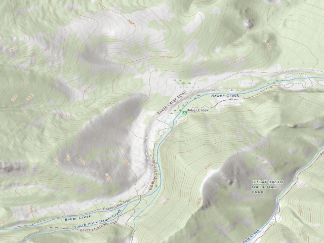 USGS topographic map of Baker Creek Campground