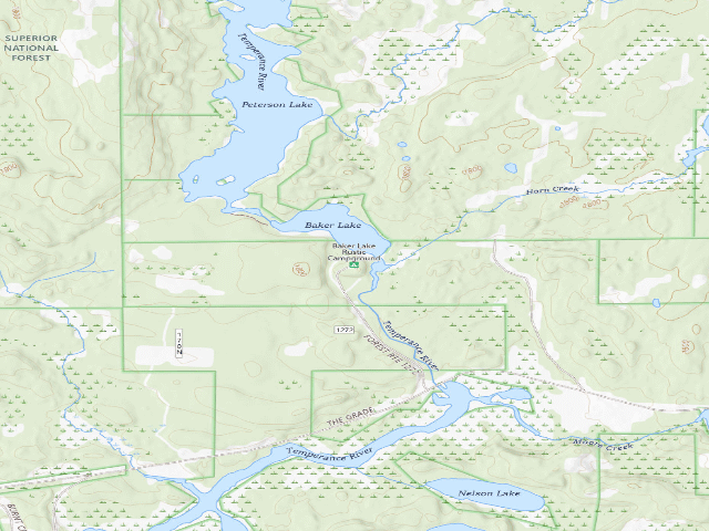 USGS topographic map of Baker Lake Campground