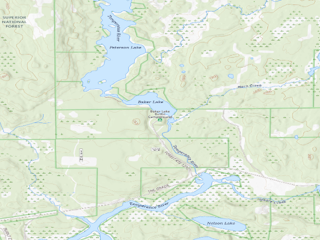 USGS topographic map of Baker Lake Rustic Campground