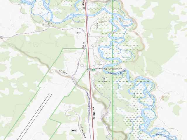 USGS topographic map of Bakers Hole Campground