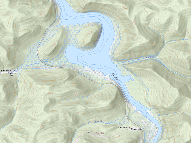 USGS topographic map of Bakers Run Campground