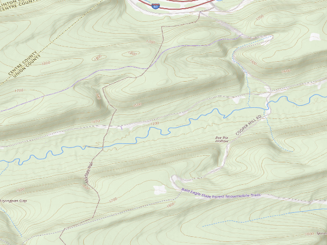 USGS topographic map of Bald Eagle State Forest roadside campsite 003 White Deer Creek Road