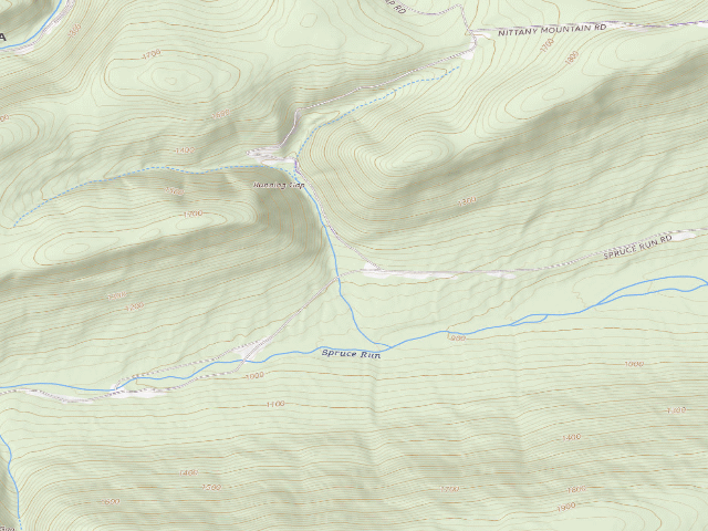 USGS topographic map of Bald Eagle State Forest roadside campsite 004 Spruce Run Road