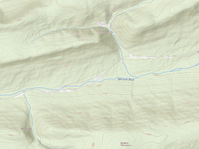 USGS topographic map of Bald Eagle State Forest roadside campsite 005 Spruce Run Road