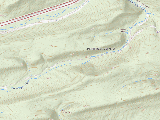 USGS topographic map of Bald Eagle State Forest roadside campsite 006 White Deer Creek Road