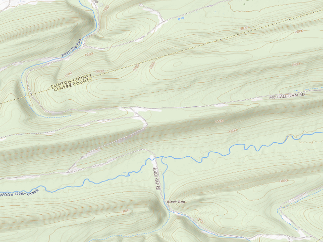 USGS topographic map of Bald Eagle State Forest roadside campsite 007 Engle Road