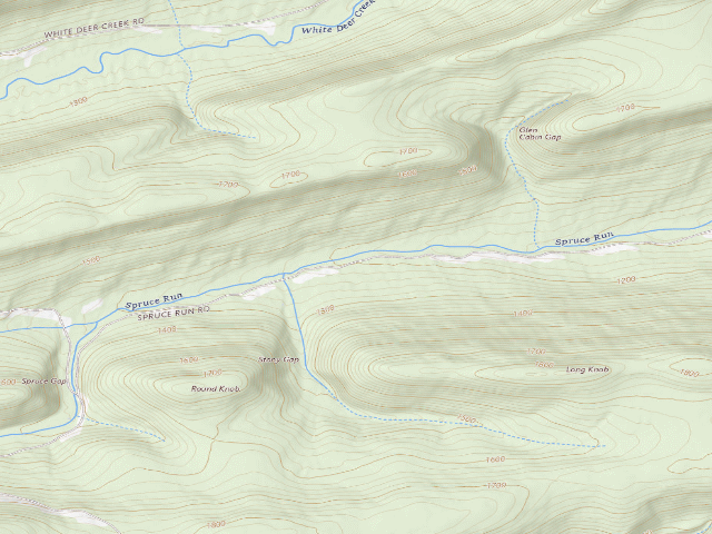 USGS topographic map of Bald Eagle State Forest roadside campsite 008 Spruce Run Road