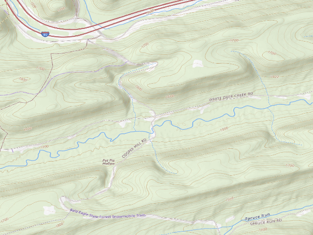 USGS topographic map of Bald Eagle State Forest roadside campsite 009 Cooper Mill Road