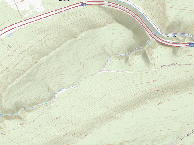 USGS topographic map of Bald Eagle State Forest roadside campsite 014 Rag Valley Road