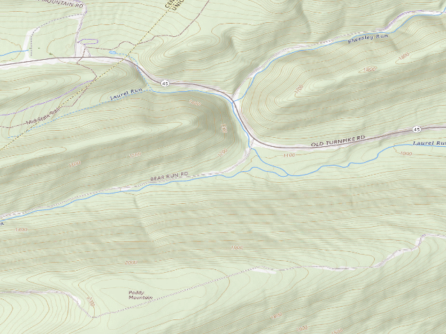 USGS topographic map of Bald Eagle State Forest roadside campsite 021 Bear Run Road