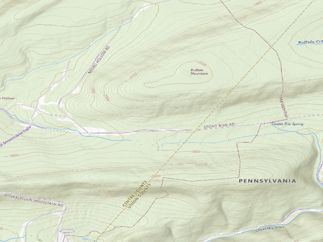 USGS topographic map of Bald Eagle State Forest roadside campsite 030 Stony Run Road