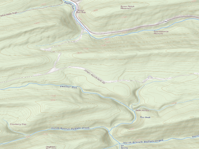 USGS topographic map of Bald Eagle State Forest roadside campsite 031 Jones Mountain Road