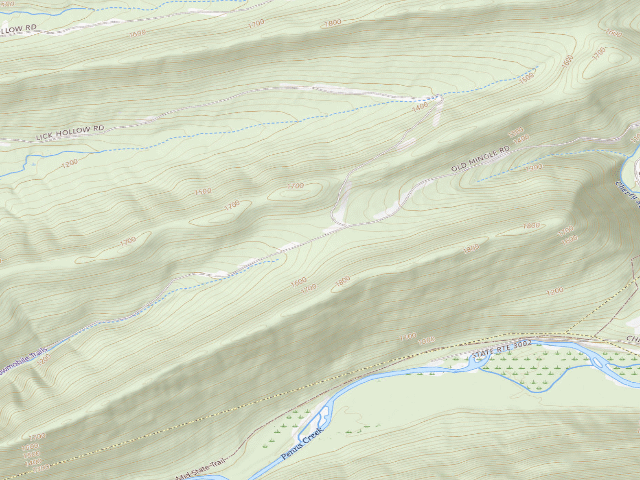 USGS topographic map of Bald Eagle State Forest roadside campsite 032 Old Mingle Road