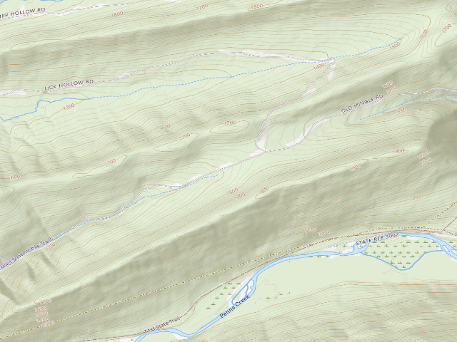 USGS topographic map of Bald Eagle State Forest roadside campsite 033 Old Mingle Road