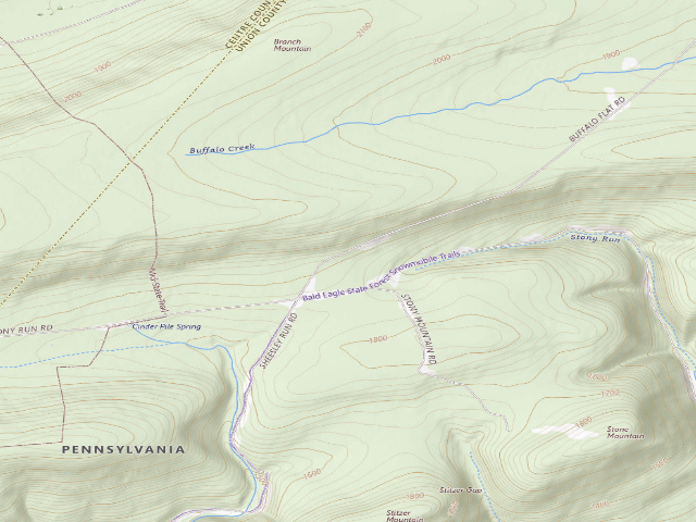 USGS topographic map of Bald Eagle State Forest roadside campsite 034 Buffalo Flat  Road